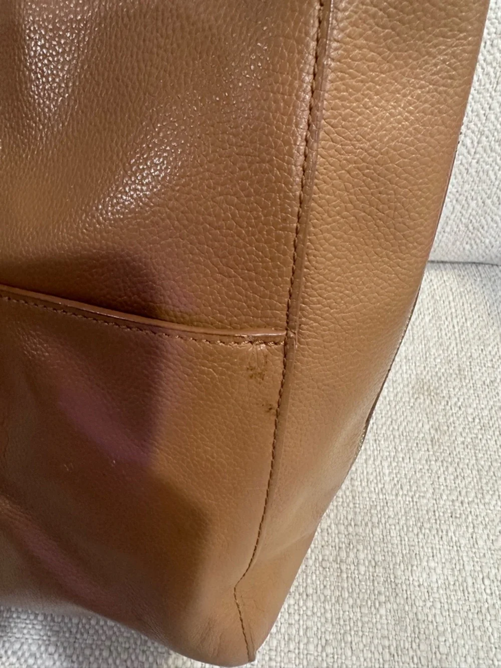 Mina Baie Leather Harper Baby Bag in Tan & Neoprene diaper changing pad